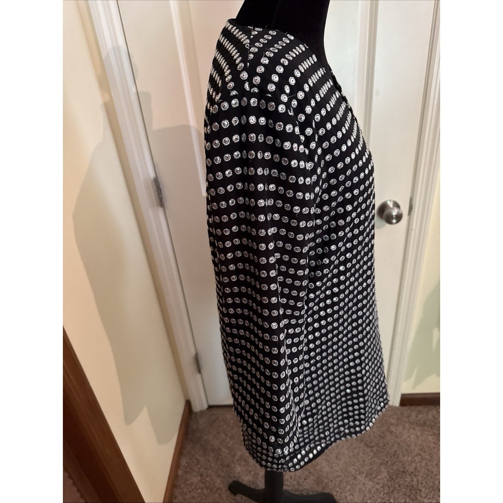 Michael Kors Collection 100% Silk Black Silver Polka Dot Mini Dress Size 6 - Picture 5 of 12